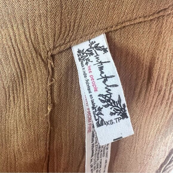 Free People Tan and Blue Embroidered Romper - Picture 4 of 6